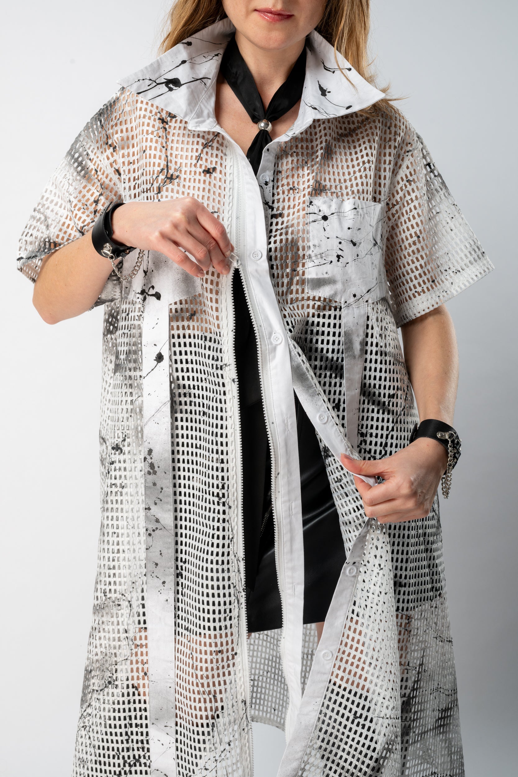 Look 11 —  Mesh Layered Shirt Dress