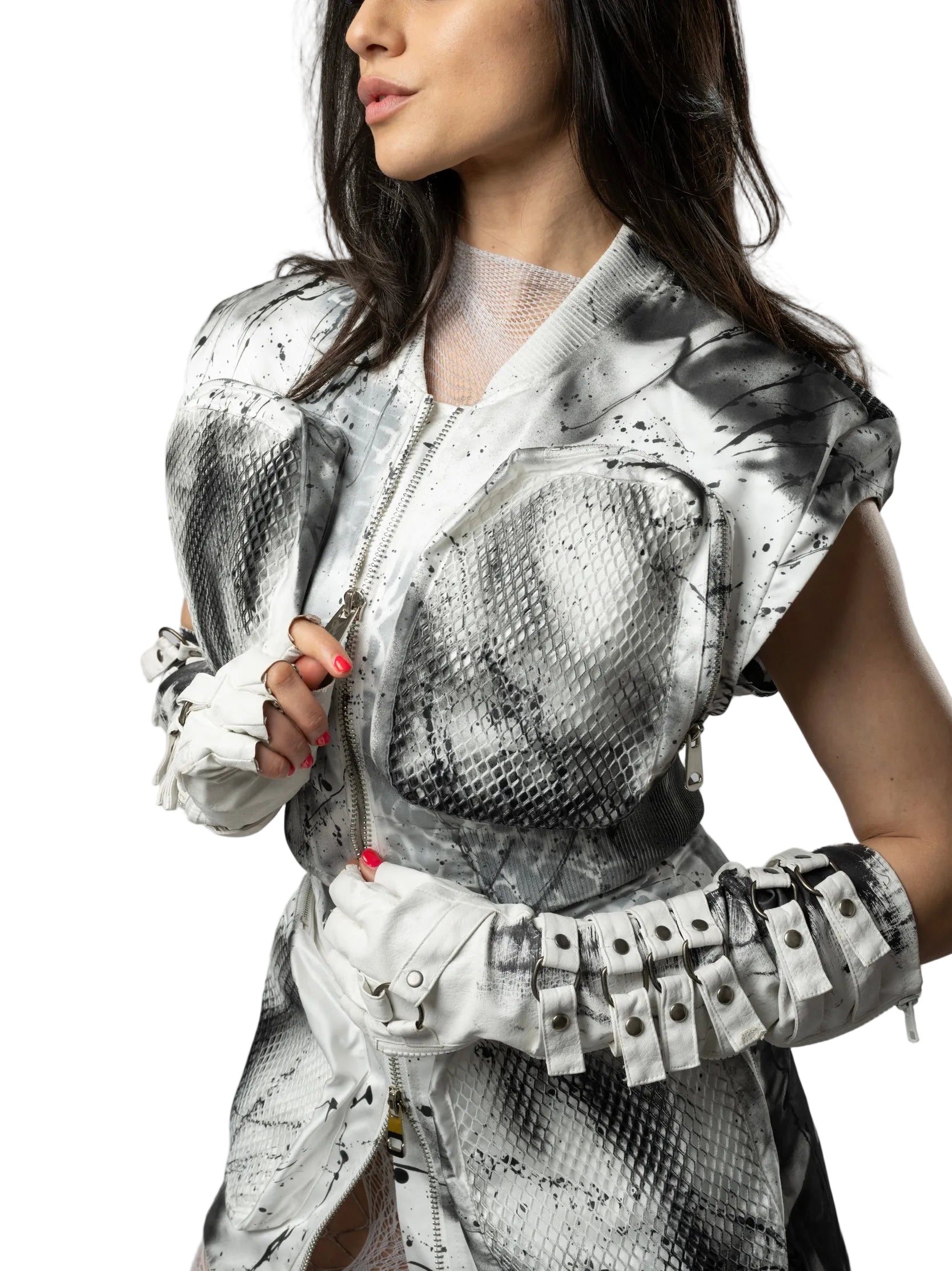 Look 13 —  Sculpted Sleeveless Jacket & Mini Skirt Set