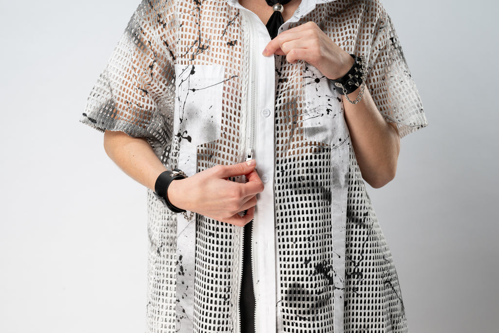 Look 11 —  Mesh Layered Shirt Dress