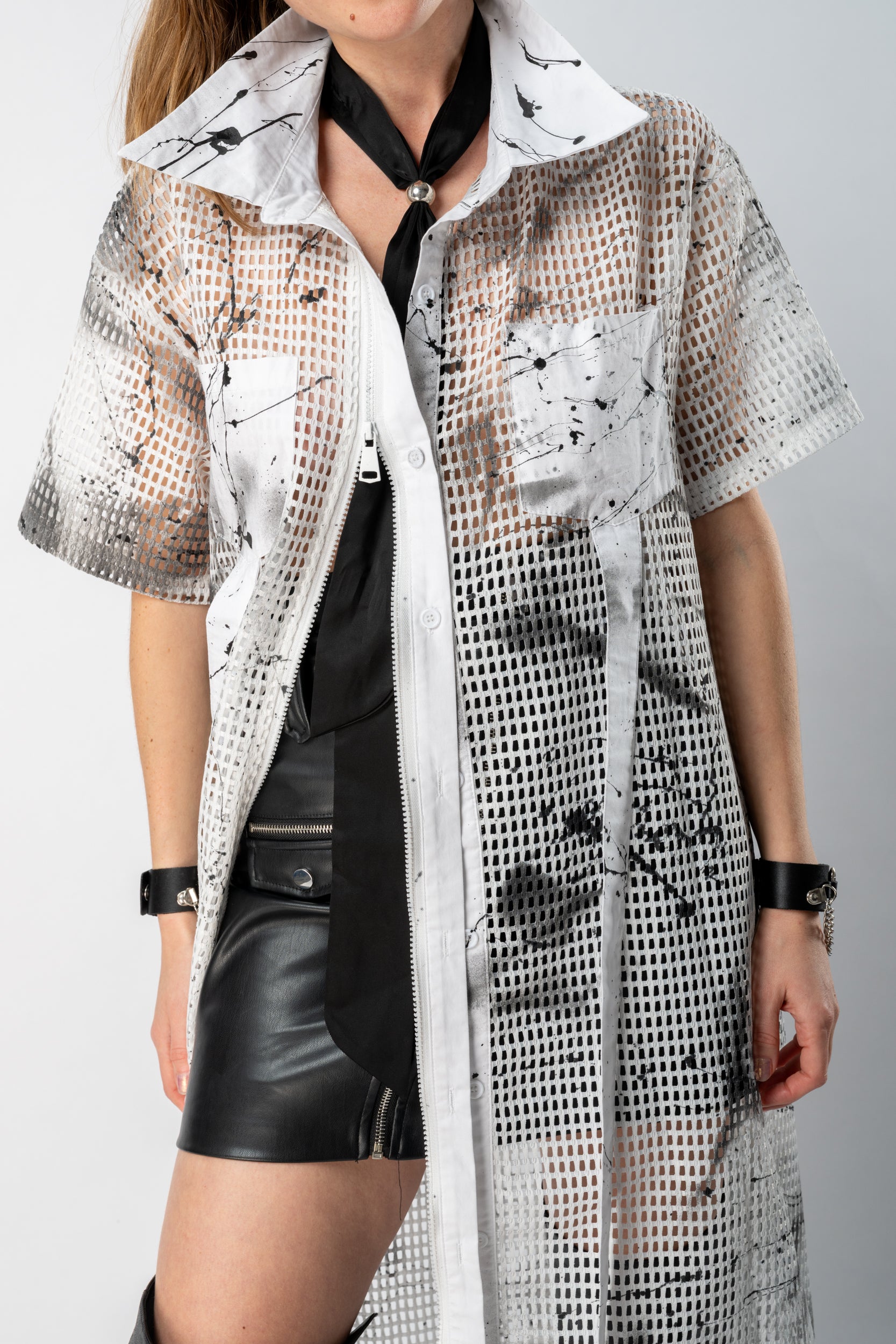 Look 11 —  Mesh Layered Shirt Dress