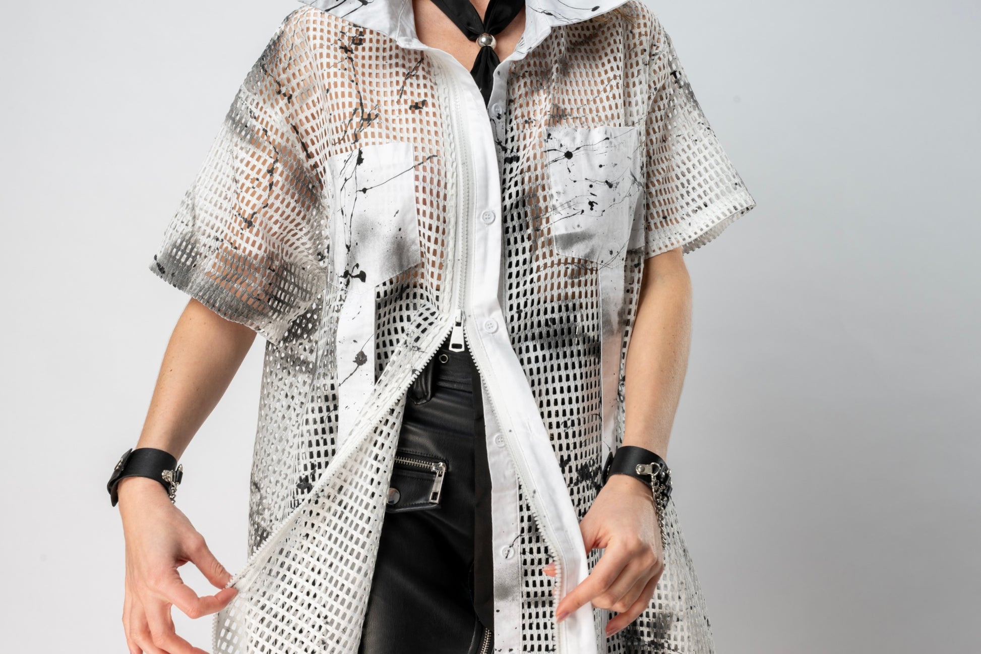 Look 11 —  Mesh Layered Shirt Dress