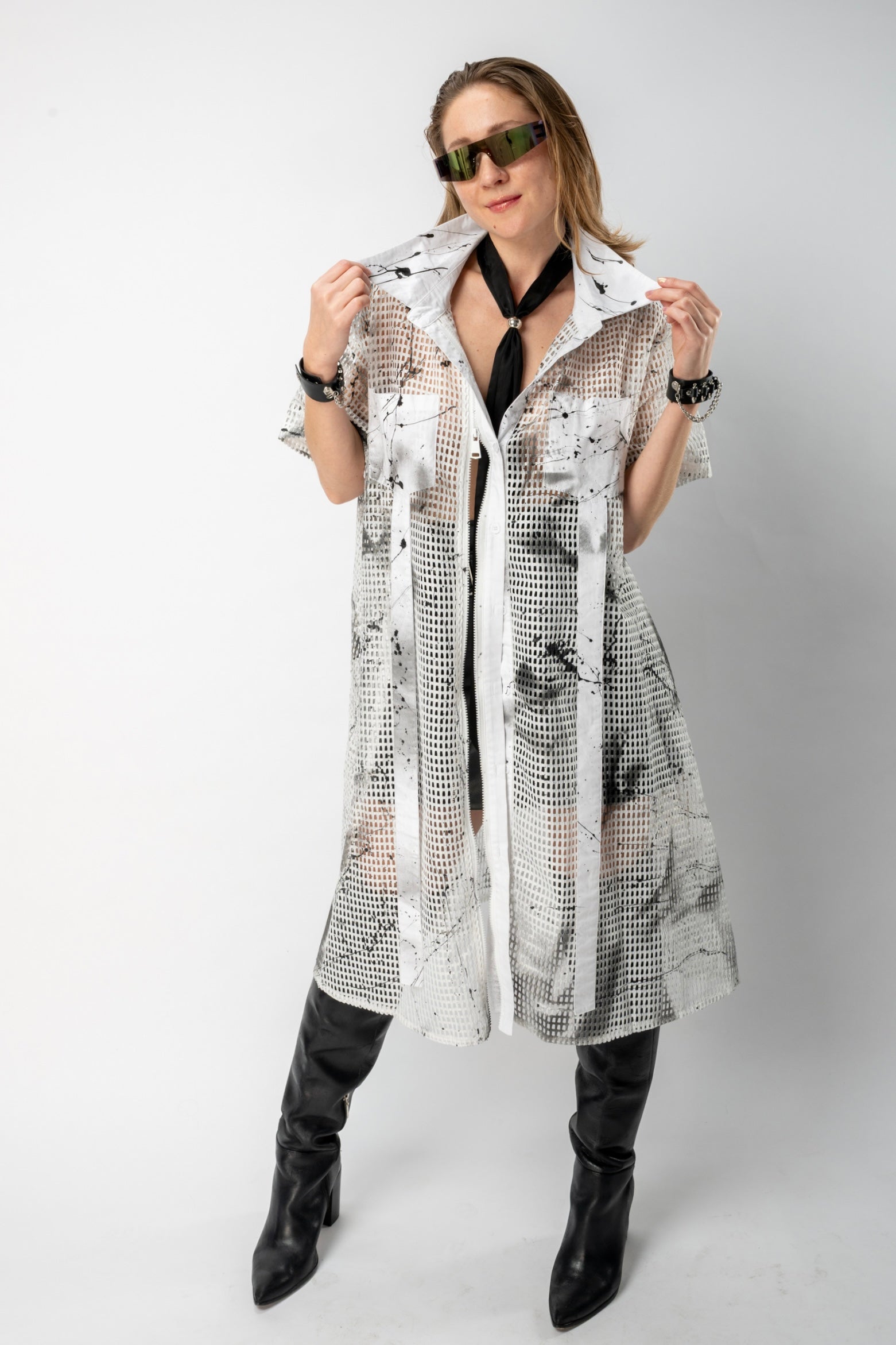 Look 11 —  Mesh Layered Shirt Dress